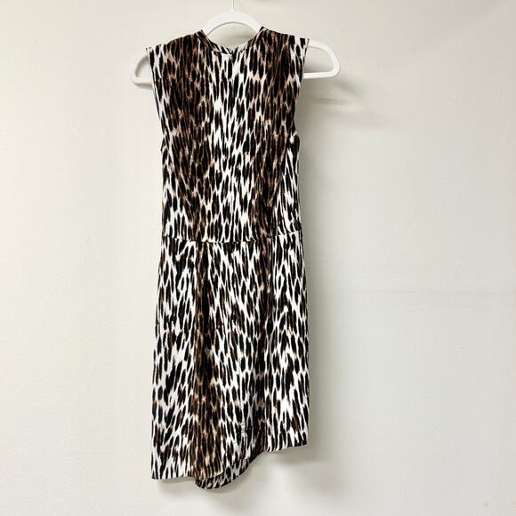 L'agence Cipriana Leopard Print Asymmetrical Silk Mini Dress Brown Womens Size S - Picture 5 of 5